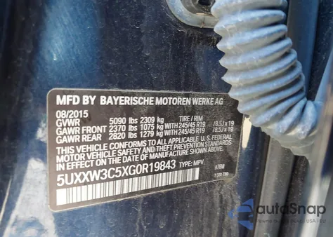 2016 BMW X4 xDrive28I z USA, uszkodzony, nr VIN 5UXXW3C5XG0R19843